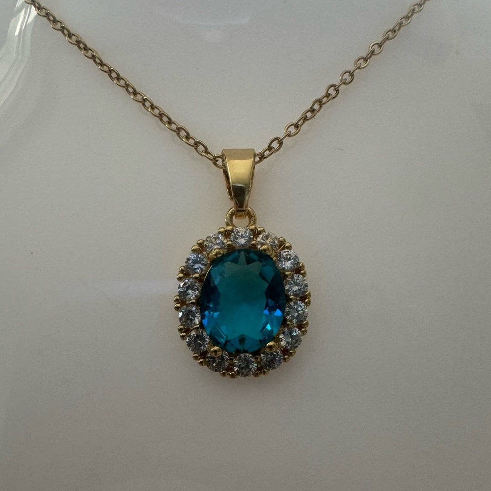 Ocean Blue Crystal Pendant Made with Authentic Swarovski Crystals - Picture 3 of 8